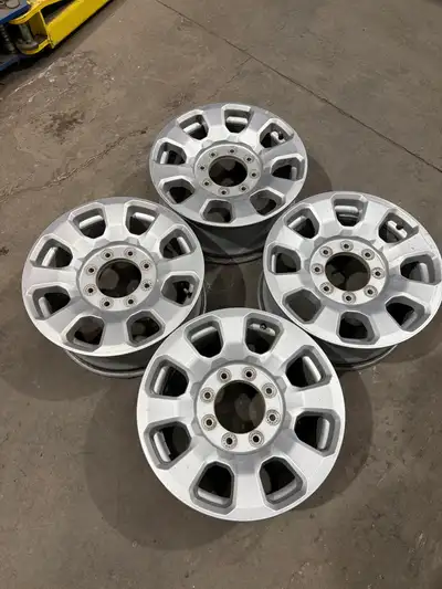 Four used 18 inch by 8 wide Ford 8 bolt aluminum wheels from 2024 F350. Will fit all Superduty truck...