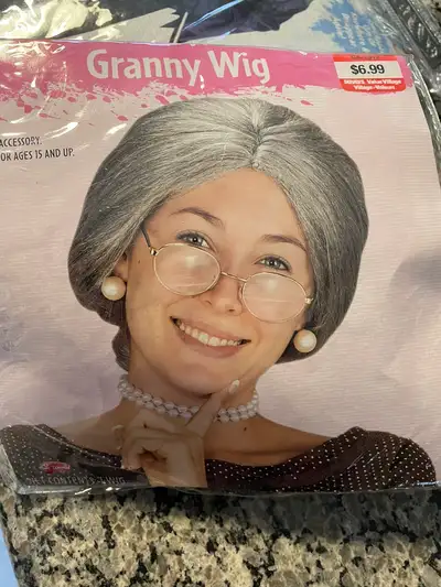 How old lady wig Halloween costume, View more