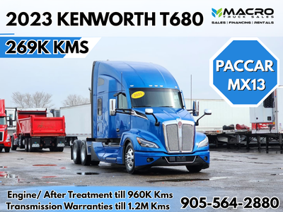 Welcome to Macro Truck Sales! 2023 KENWORTH T680 269,400 Kms Paccar MX13 510 HP Automatic Transmissi...