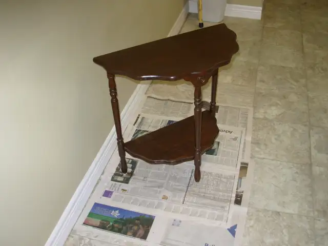 Small  Crescent Table with Shelf. 23"x12"x23"high. in Other Tables in Fredericton - Image 4
