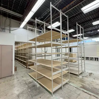 Used industrial shelving - 24" deep x 46" wide 6'/ 8'/ 12' tall, View more
