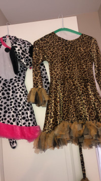 GIRL’s HALLOWEEN DRESS UP COSTUMES. One DALMATIAN ONE LEOPARD.