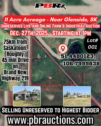 11 ACRES. UNRESERVED. PRIME BLANK CANVAS NEAR LAKE DIEFENBAKER. An outstanding opportunity to acquir...