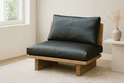 TIMBERA 1 Seater 100% Genuine Leather Reclaimed Pine Wood Sofa, View more