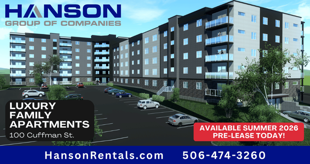 1-3 Bdrm Family-Friendly Apts, Northside | Sep 2026 @100 Cuffman in Long Term Rentals in Fredericton - Image 2