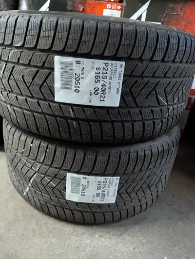 PAIR OF 2X P215/40R21 215/40/21 PIRELLI SCORPION WINTER TAG # 20510 ** Please read details below **...