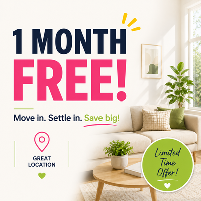 Current Promotions ENJOY 1 MONTH FREE ON A 13 MONTH LEASE *The rent mentioned in advertisements may...