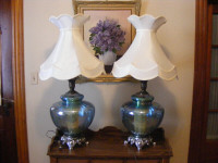 Vintage Pair of oversized blue transparent lamps