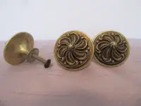 Set of 3 Vintage Solid Brass (bronze) Drawer Pulls Door Knobs