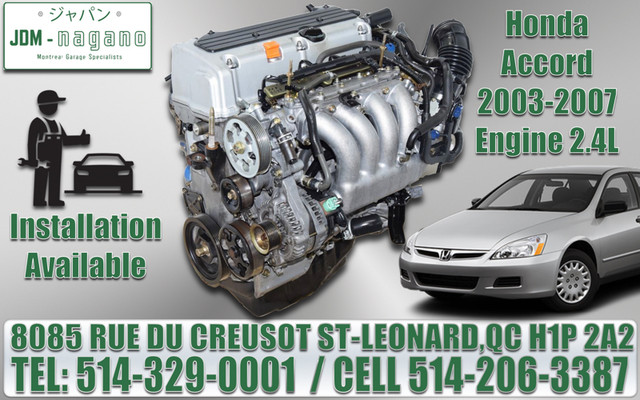 Moteur Honda CRV Accord 2.4 K24A Engine 03 04 05 06 07 08 09 dans Moteur, Pièces de Moteur  à Ville de Montréal - Image 2