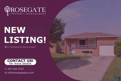 All-Inclusive 3-Bedroom Basement Apartment with 2 Parking – Barrie Welcome to 2–11 Buchanan Street,...