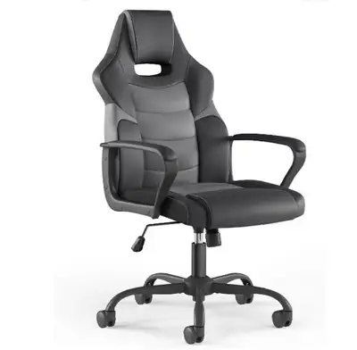 Gaming Chair Faux Leather - Black/Grey, View more