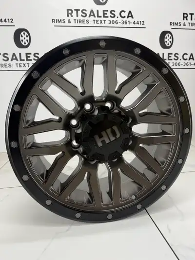 18x9 Fast HD Menace Satin Gunmetal with Black Trim Rims 8x165 - Set of 4 - Fits Chevy Silverado / GM...
