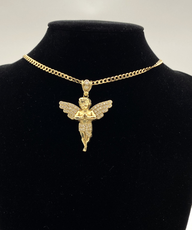 10K Yellow Gold Angle With Cubics Charm Pendant $245 in Jewellery & Watches in Mississauga / Peel Region