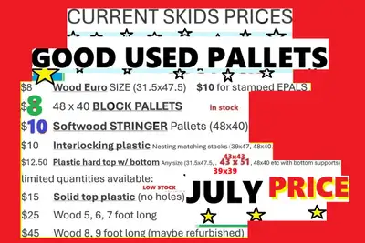GOOD USED PALLETS dry and stored indoors! 48 x 40 wood. 51x43 pl, View more