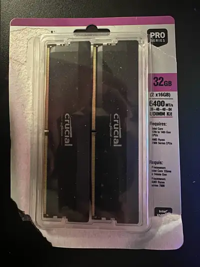 Crucial Pro DDR5 RAM 32GB Kit (2x16GB) 6400MHz CL38, View more