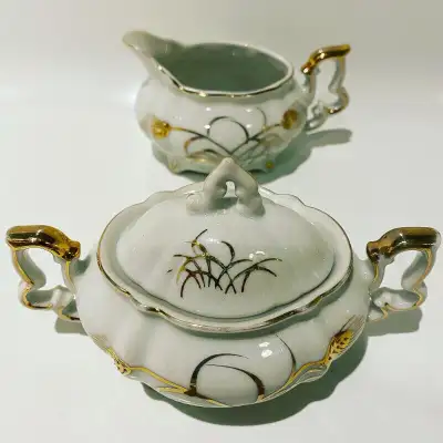 CRÉMIER ET SUCRIER VINTAGE RETRO MIDCENTURY LEFTON CHINA ANTIQUE, View more