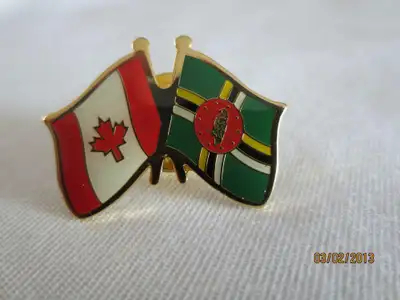 Dominica single flag pin or double friendship pin. 2 for $5. 2 x 3 ft. Flag $10.