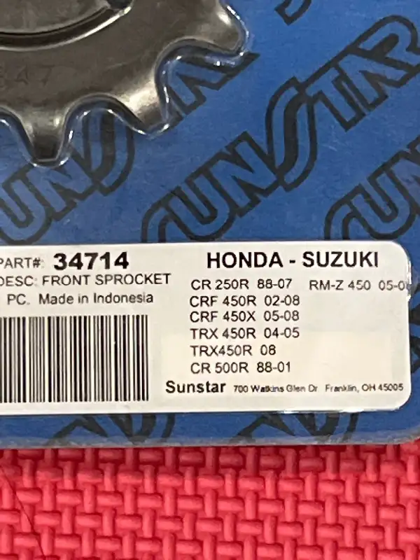 Honda CR250 CRF450 CR500 Front Gear Sprocket Suzuki RMZ450 34714 in Other in Barrie - Image 3