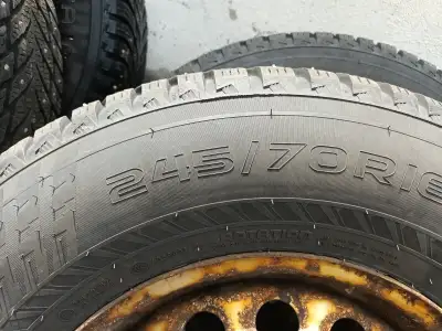WINTER TIRES 245/70R16 NOKIAN TYRES HAKKAPELIITTA 10 RIMS ARE A BIT RUSTED BUT TIRES ARE IN GREAT CO...