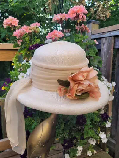 Vintage Mid-Century Champagne Cloche Straw Dre, View more