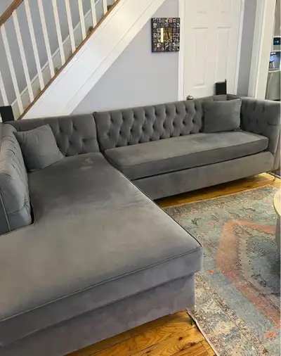 West elm light Grey Sectional L Shape Modern reversible Free Del, View more