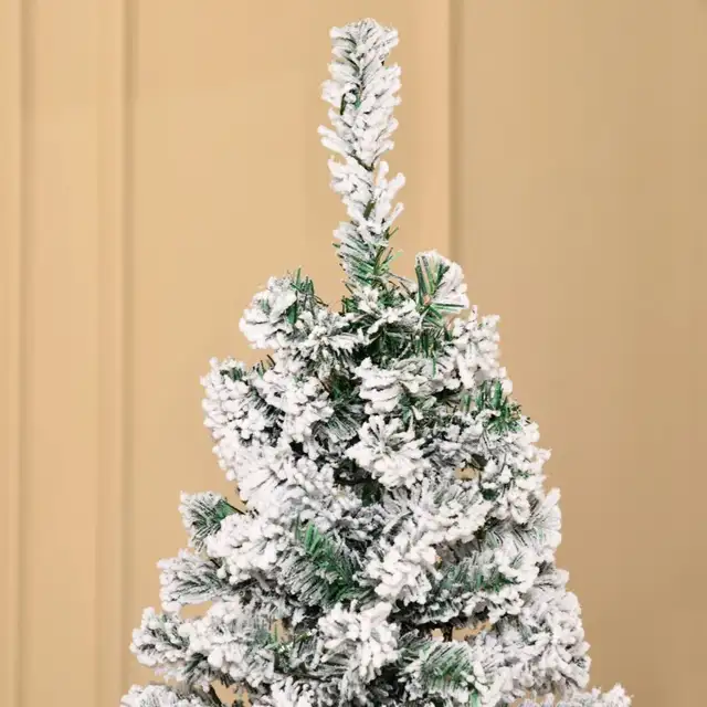 6ft Prelit Artificial Pencil Christmas Tree, Snow Flocked Slim X in Holiday, Event & Seasonal in Markham / York Region - Image 9