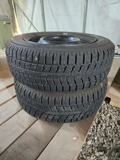Set of two 205/65/16 Toyo Observe GSi-5 winter tires on steel rims (previously installed on a 2008 N...