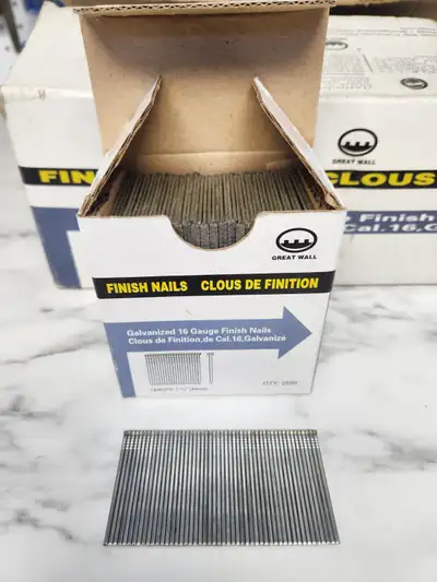 16 Gauge Finish Nails 1 ¾” inch Straight Galvanized NEW 2500pcs, View more