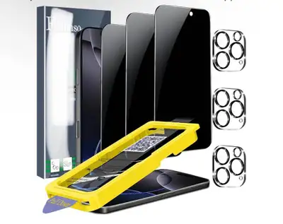 3 Pcs Privacy Screen Protector for iPhone 16 Pro Max &3 Tempered, View more
