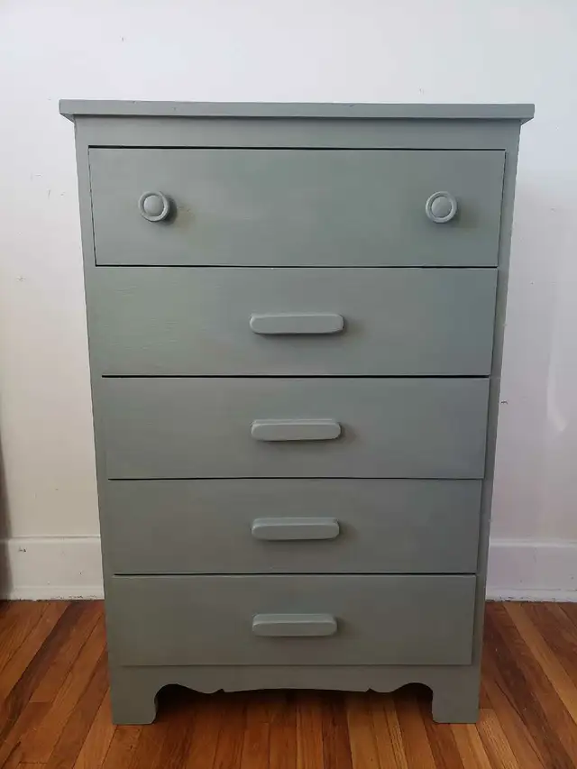 Refinished Solid Wood Muted Sage Vintage Tallboy in Dressers & Wardrobes in Kingston - Image 3