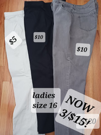 REDUCED! 3/$15! Ladies size 16 PANTS:  Black TRADITION cotton/sp