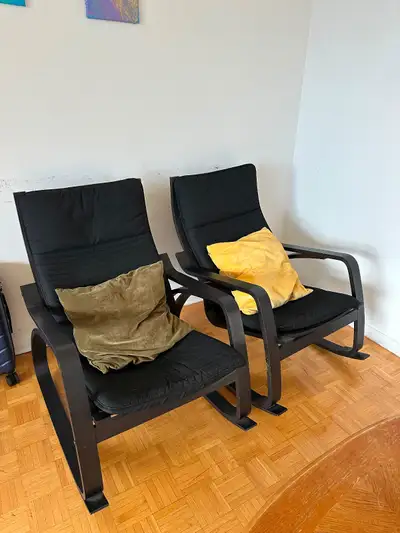 IKEA POÄNG Chair Set (2 Chairs) – Black Cushions, View more