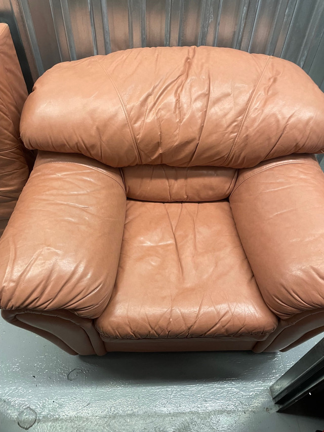 Leather chair and ottoman in Chairs & Recliners in Edmonton