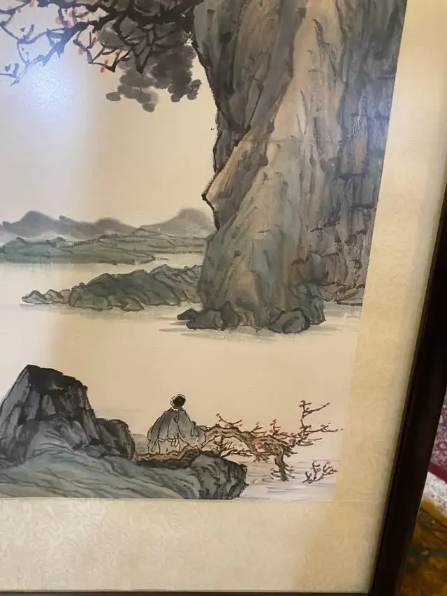 Vintage Chinese Landscape Artwork Wood Frame in Arts & Collectibles in Vancouver - Image 7