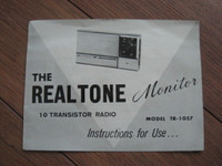 Instruction Booklet for a Realtone Monitor Radio TR-1057