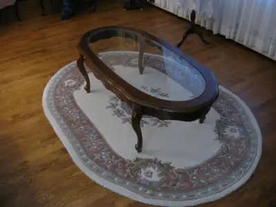A lovely, well cared for oval rug. NEVER WALKED ON. Made in India from 100% wool pile. 4 x 6 with a...