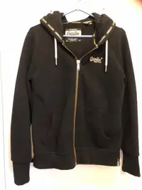 Women's SuperDry black zip hoodie, size 10