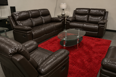 Leather Reclining Sofa and Chair Set, View more