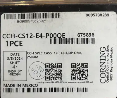 Fiber Splice, Commercial, CCH SPLICE CASSETTE OM4 LOADED, PANEL and PIGTAIL, 6-F LC DUPLEX, CCH-CS06...