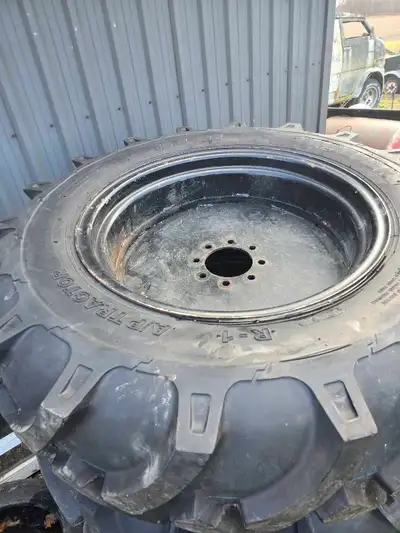 New 12.4x24 ag tires..no use on them New Firestone tubes 24"x10" steel rims 8x6.5 bolt pattern Will...
