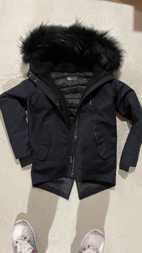 kid mackage down parka with fur unisex size 12