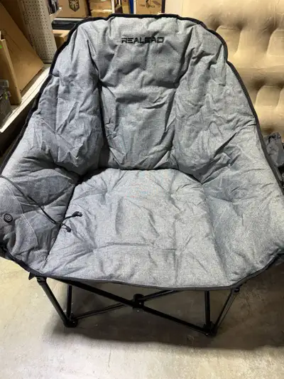 New REALEAD Folding Heated Camping Chair - Grey Padded Outdoor S, View more
