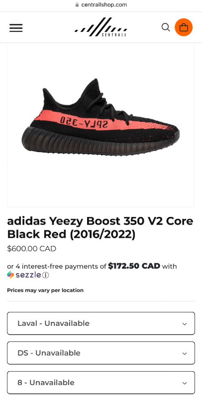 Yeezy boost 350v2 core black red size us8 dans Chaussures pour hommes  à Laval/Rive Nord - Image 4