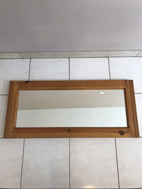 PINE WOOD STAINED MIRROR 