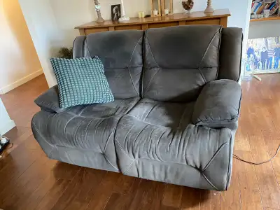 used sofa power reclining set grey, View more