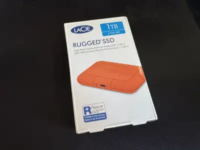 Retails at $220! Selling a basically new, open in retail box LaCie Rugged SSD 1TB Solid State Drive...