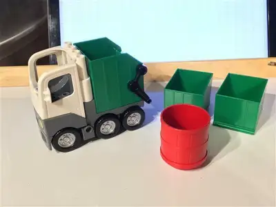 Lego Duplo Miscellaneous sets: Lego Duplo Garbage Truck with three bins - $10 Lego Duplo Beach scene...