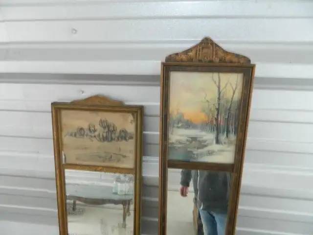 3 ALL ORIGINAL ANTIQUE WALL / DRESSER MIRRORS - DECORATED TOPS in Arts & Collectibles in Mississauga / Peel Region - Image 5