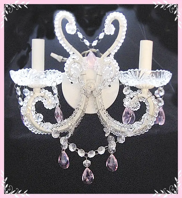 Exquisite white and pink chandelier sconce is accented bobeche in Indoor Lighting & Fans in Oshawa / Durham Region - Image 5